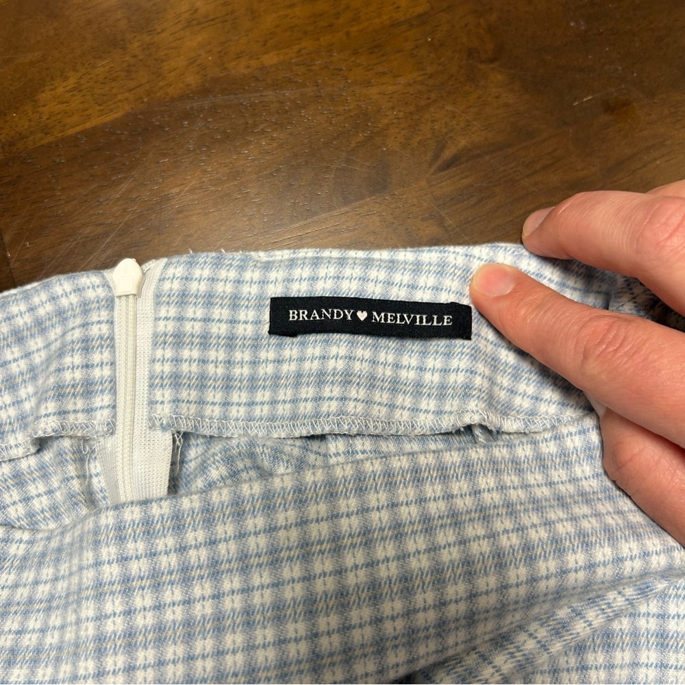 Brandy Melville Light Blue Plaid mini skirt - Picture 3 of 10